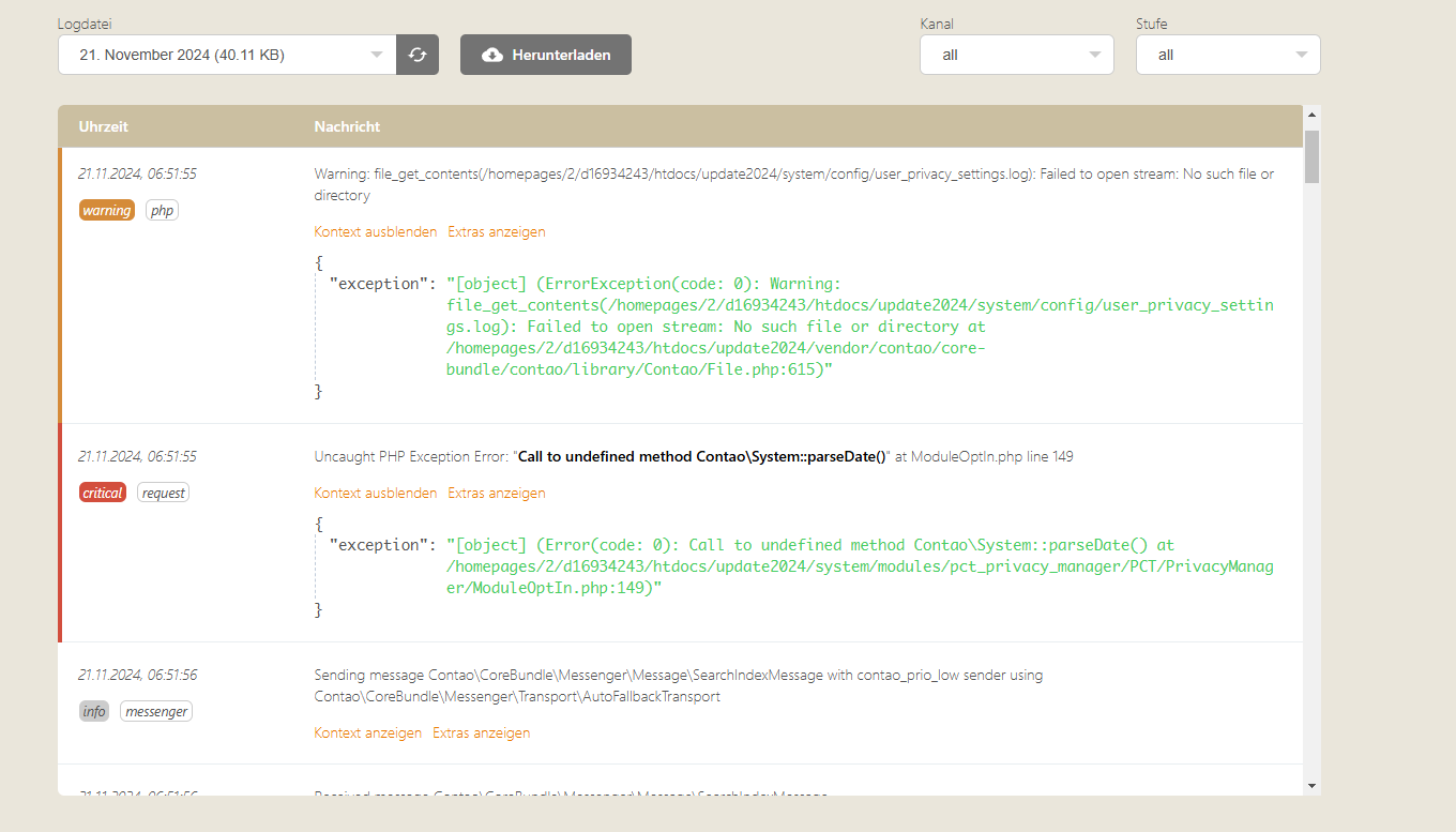 Fehler PM in Manager Log